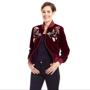 James&Co. Molly Velvet Bomber Embroidered Jacket